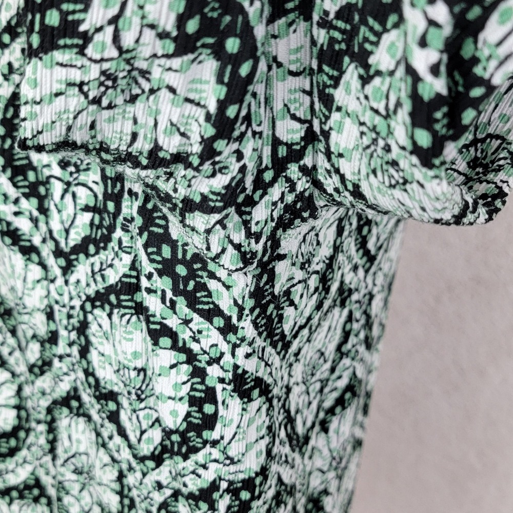White House Black Market Blouse Women L Mint Green Damask Print Long Sleeve Top - Picture 14 of 14